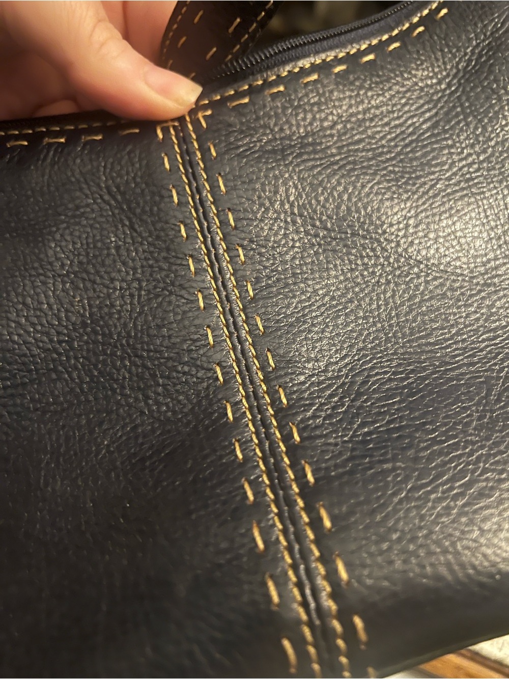 FOSSIL *Vintage* Y2K Leather Shoulder Bag with Contrast Stitching Navy Blue GUC - Picture 2 of 7